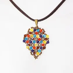 Pendant 45cm - Xochitl Grapes-Chocolate Suedine - Pendant 45cm - Laiton bronze